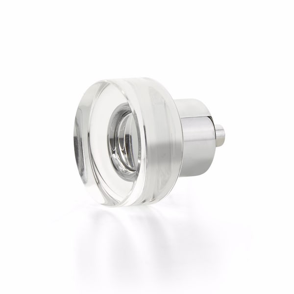 Schaub City Lights Round Disc Glass Knob Polished Chrome Finish - 56-26