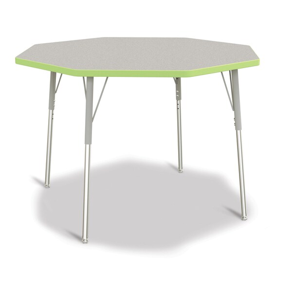 Jonti-Craft Berries Octagon Activity Table, 48 in. x 48 in., A-height, Freckled Gray/Key Lime/Gray - 6428JCA130