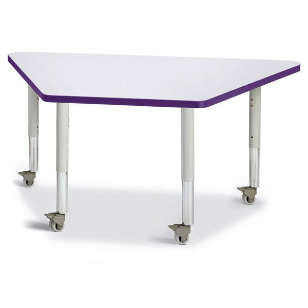 Jonti-Craft Berries Trapezoid Activity Tables, 24 in. x 48 in., Mobile, Freckled Gray/Purple/Gray - 6438JCM004