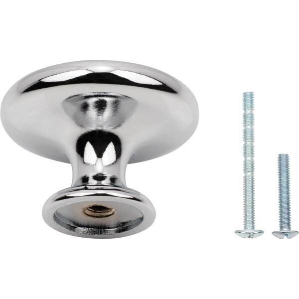 Designperfect 1-5/16 Diameter Round Cabinet Knob, Polished Chrome, 25PK - DPA25R38KPC