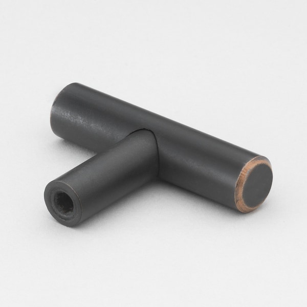 Gliderite Hardware 2 in. Solid Steel Oil Rubbed Bronze Cabinet T-Knob - 5002-T-ORB, 5PK - 5002-T-ORB-5