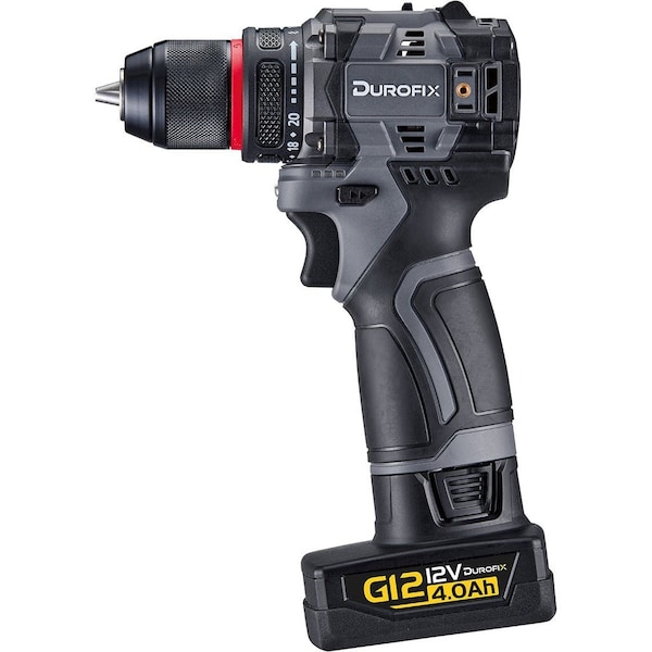Durofix G12 Series 12V Cordless Li-ion 3/8in Drill Driver Kit w/ 4.0 Ah Battery 1,800 RPM - RK12136-PG