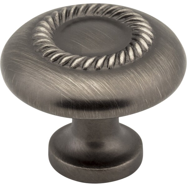 Elements By Hardware Resources 1-1/4" Diameter Brushed Pewter Rope Detailed Cypress Cabinet Mushroom Knob - Z118-BNBDL