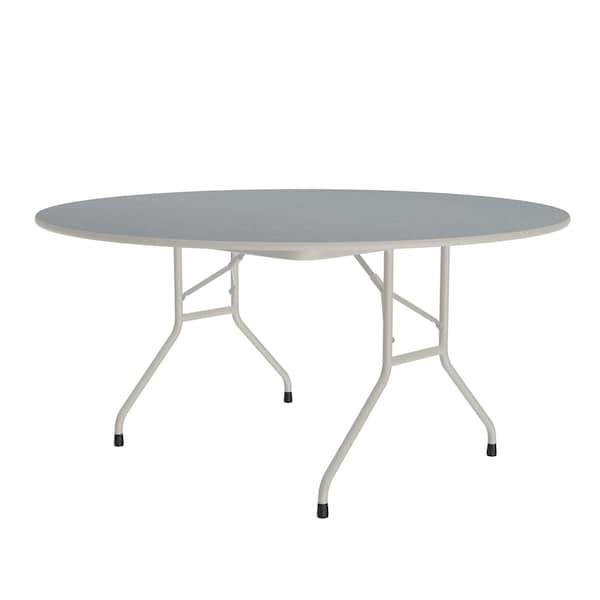Correll Round Commerical Folding Utility Table, 60" dia. W, 29" H, High Pressure Laminate Top, Gray Granite - CF60PX-15