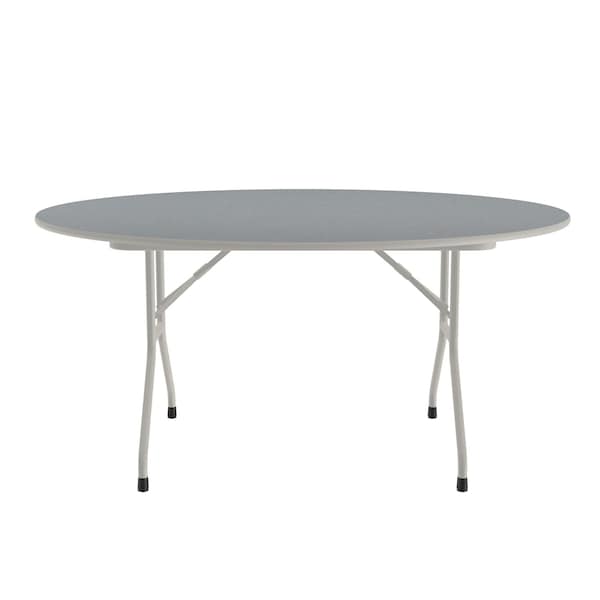 Correll Round Commerical Folding Utility Table, 60" dia. W, 29" H, High Pressure Laminate Top, Gray Granite - CF60PX-15
