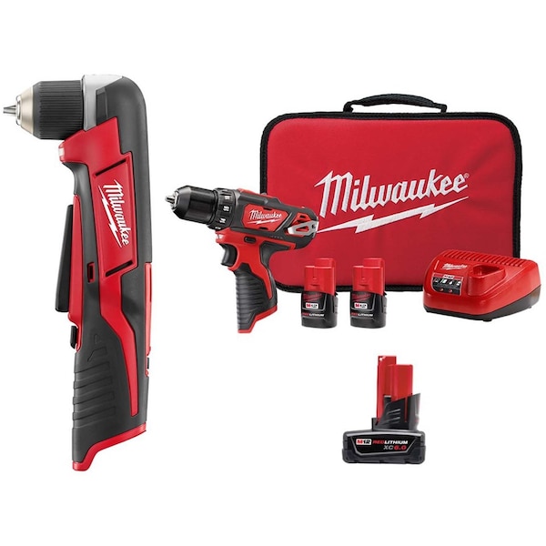 Milwaukee Tool Cordless Right Angl Drill, Drill, 6.0 Bat - 2415-20, 2407-22, 48-11-2460