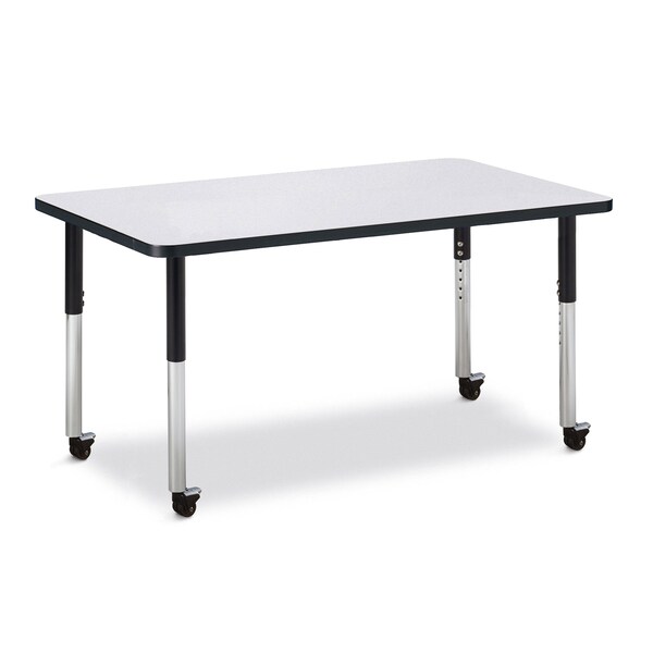 Jonti-Craft Berries Rectangle Activity Table, 30 in. x 48 in., Mobile, Freckled Gray/Black/Black - 6473JCM180