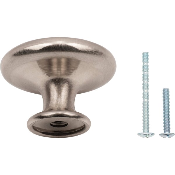 Designperfect 1-5/16 Diameter Round Cabinet Knob, Brushed Satin Nickel - DPA-R38KSNB