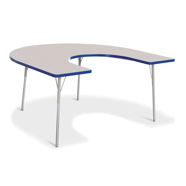 Jonti-Craft Berries Horseshoe Activity Table, 66 in. x 60 in., A-height, Freckled Gray/Blue/Gray - 6445JCA003