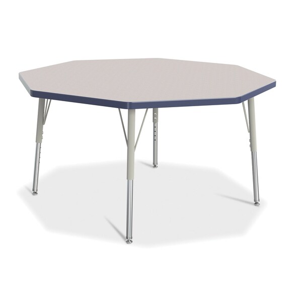 Jonti-Craft Berries Octagon Activity Table, 48 in. x 48 in., E-height, Freckled Gray/Navy/Gray - 6428JCE112
