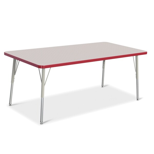 Jonti-Craft Berries Rectangle Activity Table, 30 in. x 60 in., A-height, Freckled Gray/Red/Gray - 6408JCA008