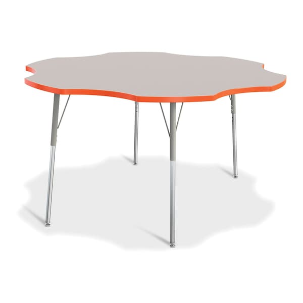 Jonti-Craft Berries Six Leaf Activity Table, 60 in., A-height, Freckled Gray/Orange/Gray - 6458JCA114