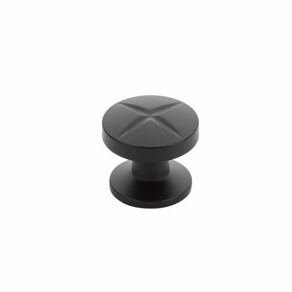 Schaub 1-3/8in Grooved Northport Round Cabinet Knob Matte Black Finish - 210-MB
