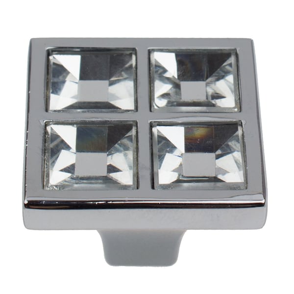 Gliderite Hardware 1 in. Square Crystal Cabinet Knob -, 5PK - 9051-CR-5