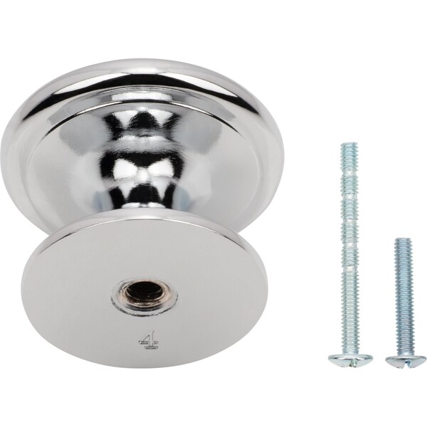 Designperfect 1-1/4 Diameter Round Cabinet Knob, Polished Chrome - DPA-R18KPC
