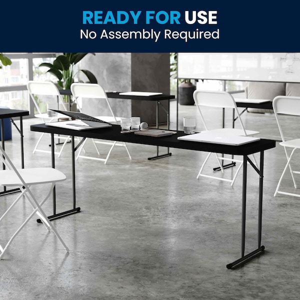 Flash Furniture 18 W, 70.8 L, 29 H, Metal, Plastic, Plastic: Polyethylene Top, Black - RB-1872-BK-GG