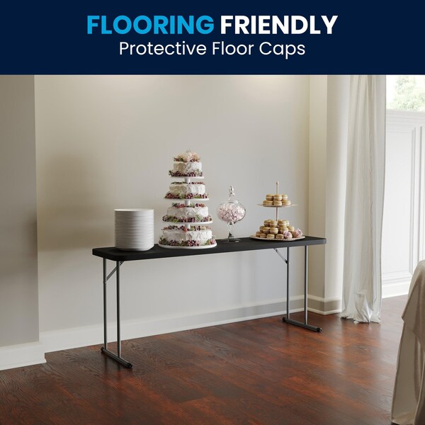 Flash Furniture 18 W, 70.8 L, 29 H, Metal, Plastic, Plastic: Polyethylene Top, Black - RB-1872-BK-GG