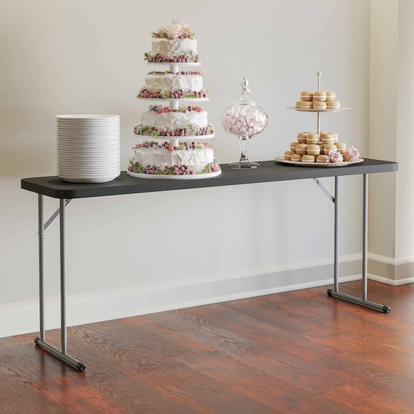 Flash Furniture 18 W, 70.8 L, 29 H, Metal, Plastic, Plastic: Polyethylene Top, Black - RB-1872-BK-GG