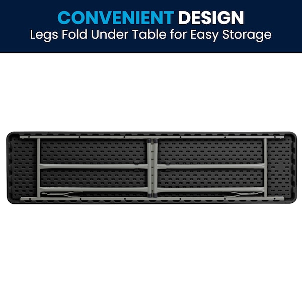 Flash Furniture 18 W, 70.8 L, 29 H, Metal, Plastic, Plastic: Polyethylene Top, Black - RB-1872-BK-GG