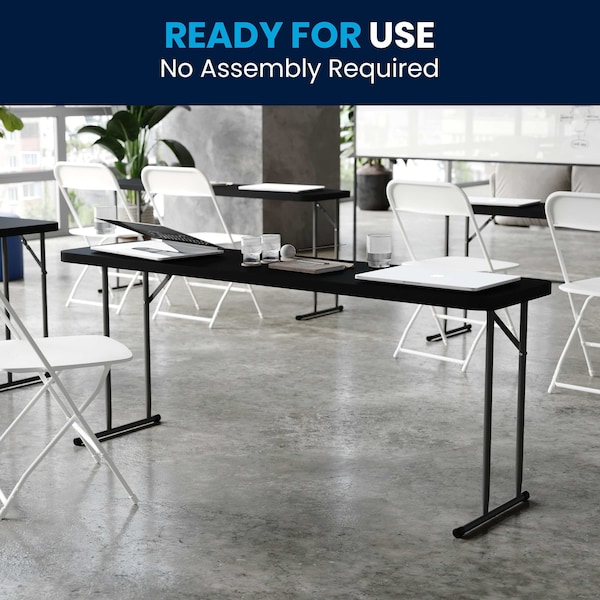 Flash Furniture 18 W, 70.8 L, 29 H, Metal, Plastic, Plastic: Polyethylene Top, Black - RB-1872-BK-GG