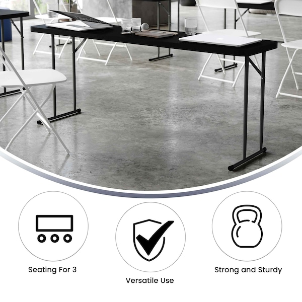 Flash Furniture 18 W, 70.8 L, 29 H, Metal, Plastic, Plastic: Polyethylene Top, Black - RB-1872-BK-GG