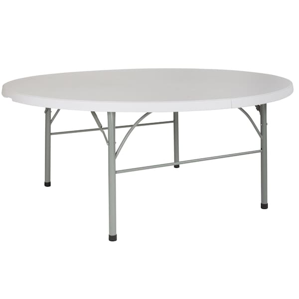 Flash Furniture Round Wh 72Rnd Plastic Bi-Fold Table, 71" W, 71" L, 29" H, Plastic Top, White - DAD-183RZ-GG