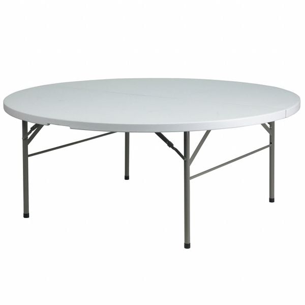 Flash Furniture Round Wh 72Rnd Plastic Bi-Fold Table, 71" W, 71" L, 29" H, Plastic Top, White - DAD-183RZ-GG
