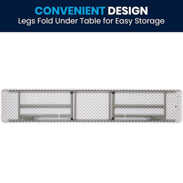 Flash Furniture Rectangle Fold Training Table, Wht, 18X96, 18" W, 96" L, 29" H, Plastic Top, White - DAD-YCZ-244-2-GW-GG