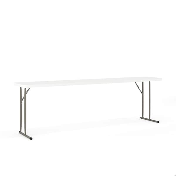 Flash Furniture Rectangle Fold Training Table, Wht, 18X96, 18" W, 96" L, 29" H, Plastic Top, White - DAD-YCZ-244-2-GW-GG