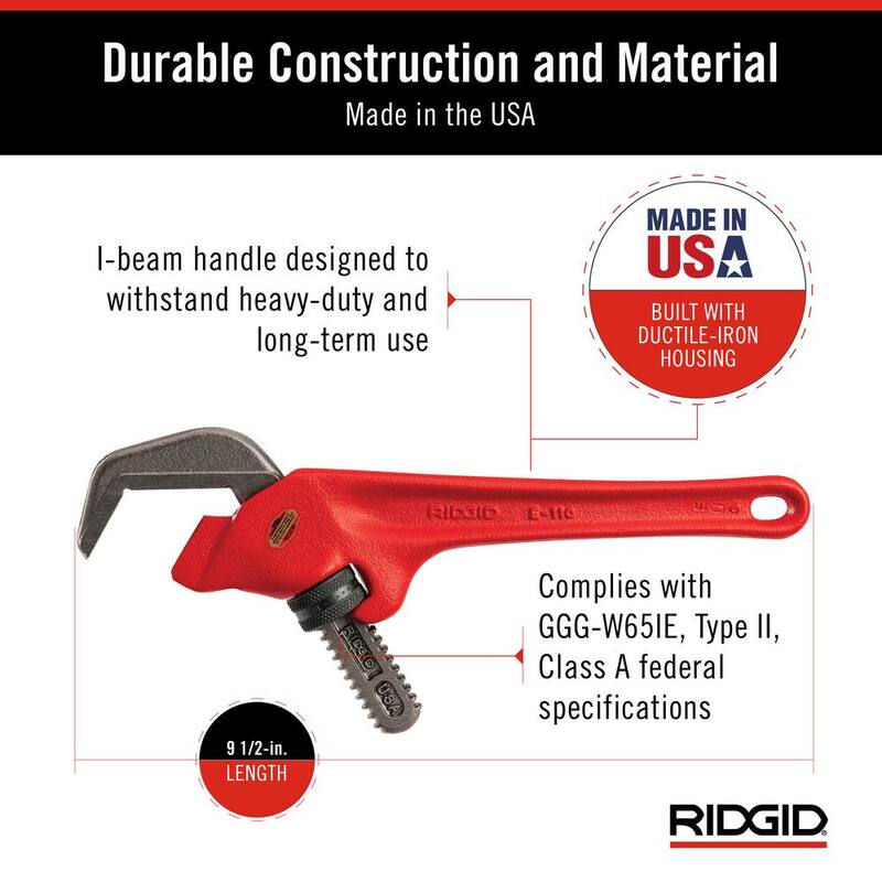 RIDGID 9-1/2 in. Offset Hex Jaw Pipe Wrench, Sturdy Plumbing Pipe Tool with Hex Jaw Mechanism for Extra Wide Opening - 31305
