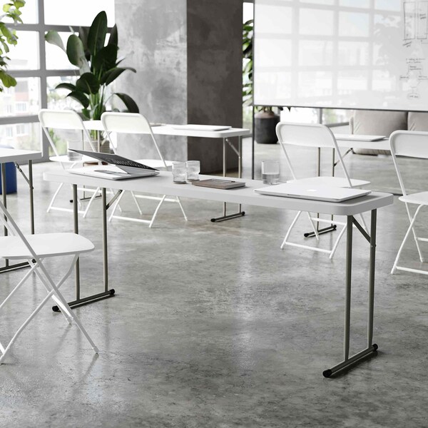 Flash Furniture Rectangle Training Table, 18 W, 70.8 L, 29 H, Metal, Plastic, Plastic: Polyethylene Top - RB-1872-GG