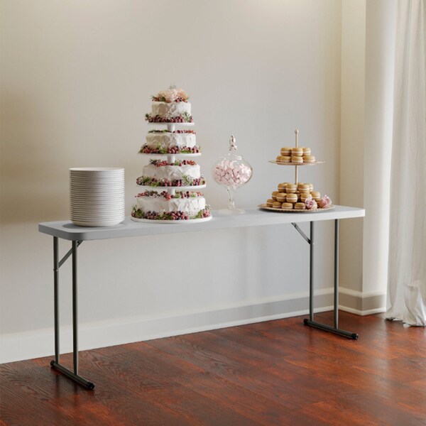 Flash Furniture Rectangle Training Table, 18 W, 70.8 L, 29 H, Metal, Plastic, Plastic: Polyethylene Top - RB-1872-GG