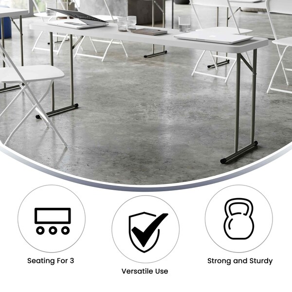 Flash Furniture Rectangle Training Table, 18 W, 70.8 L, 29 H, Metal, Plastic, Plastic: Polyethylene Top - RB-1872-GG