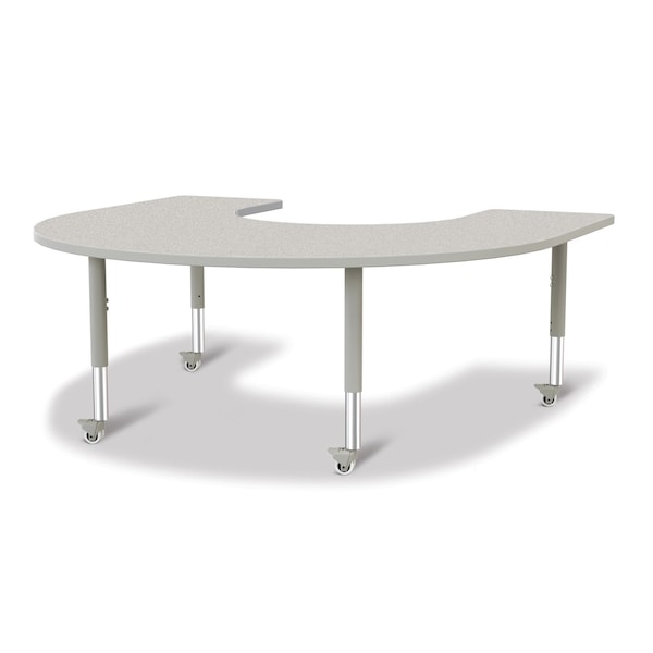 Jonti-Craft Berries Horseshoe Activity Table, 66 in. x 60 in., Mobile, Freckled Gray/Gray/Gray - 6445JCM000
