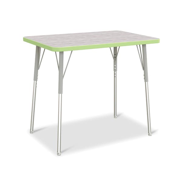 Jonti-Craft Berries Rectangle Activity Table, 24 in. x 36 in., A-height, Driftwood Gray/Key Lime/Gray - 6478JCA451