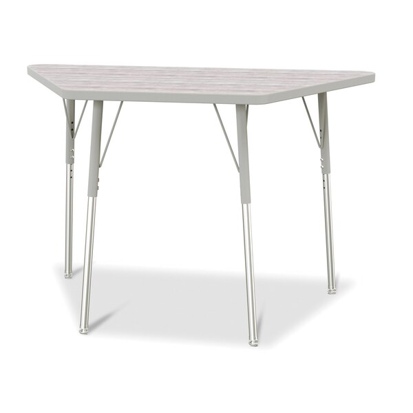 Jonti-Craft Berries Trapezoid Activity Table, 24 in. x 48 in., A-height, Driftwood Gray/Gray/Gray - 6438JCA450