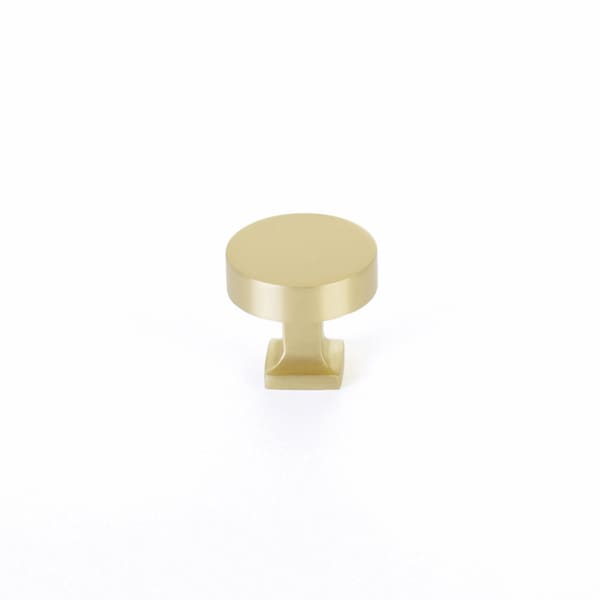 Schaub 1-1/4in Diameter Haniburton Cabinet Knob with Square Base Satin Brass Finish - 469-SB