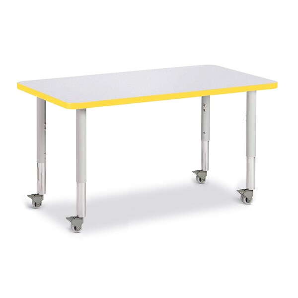 Jonti-Craft Berries Rectangle Activity Table, 24 in. x 36 in., Mobile, Freckled Gray/Yellow/Gray - 6478JCM007
