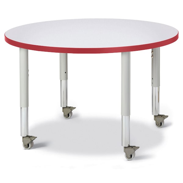 Jonti-Craft Berries Round Activity Table, 36 in. Diameter, Mobile, Freckled Gray/Red/Gray - 6488JCM008