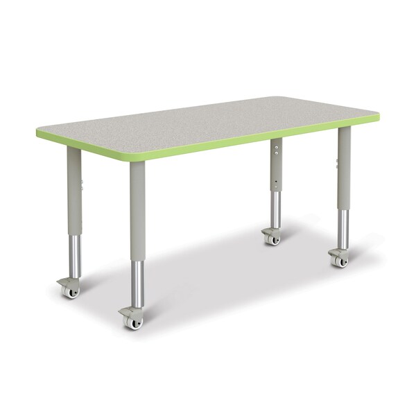 Jonti-Craft Berries Rectangle Activity Table, 24 in. x 48 in., Mobile, Freckled Gray/Key Lime/Gray - 6403JCM130