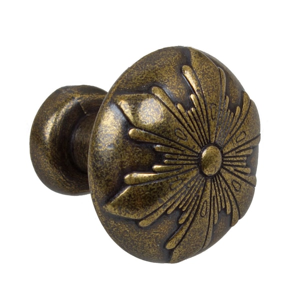 Gliderite Hardware 1-1/8 in. Transitional Round Snowflake Cabinet knob - 87420-AB, 25PK - 87420-AB-25