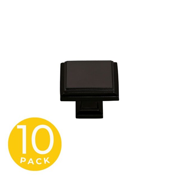 Sapphire Accent Series 1-1/4 in. Modern Black Square Cabinet Knob (10-Pack) - SP-1071-K-BK-10
