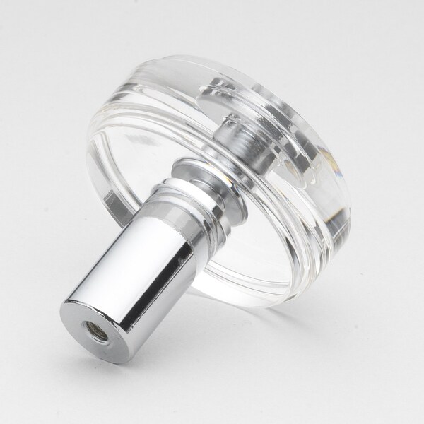 Gliderite Hardware 1-1/2 in. Clear Acrylic Knob Polished Chrome - 5828-PC-1