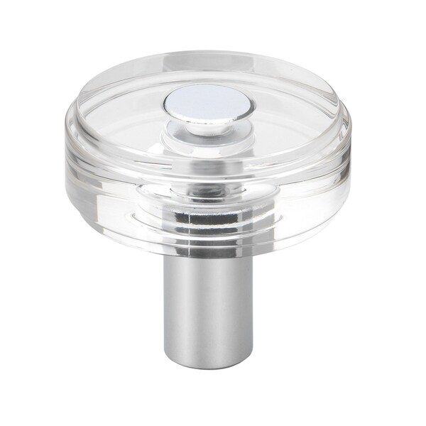 Gliderite Hardware 1-1/2 in. Clear Acrylic Knob Polished Chrome - 5828-PC-1