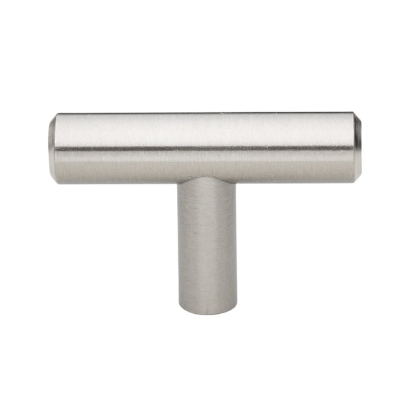 Gliderite Hardware 2 in. Solid Steel Satin Nickel Cabinet T-Knob - 5002-T-SS, 5PK - 5002-T-SS-5