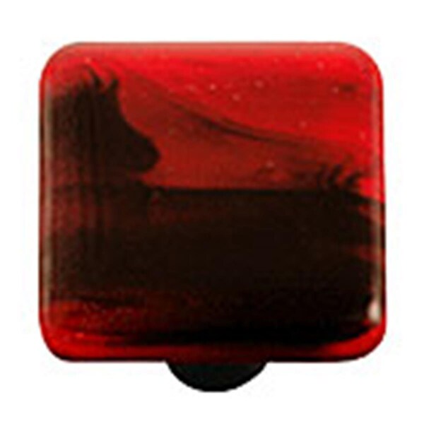 Towels Usa Black Swirl Brick Red Square Glass Cabinet Knob - Aluminum Post - TO883613