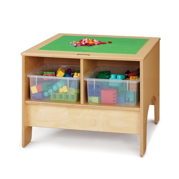 Jonti-Craft KYDZ Building Table, Traditional Brick Compatible, with Clear Tubs - 57440JC