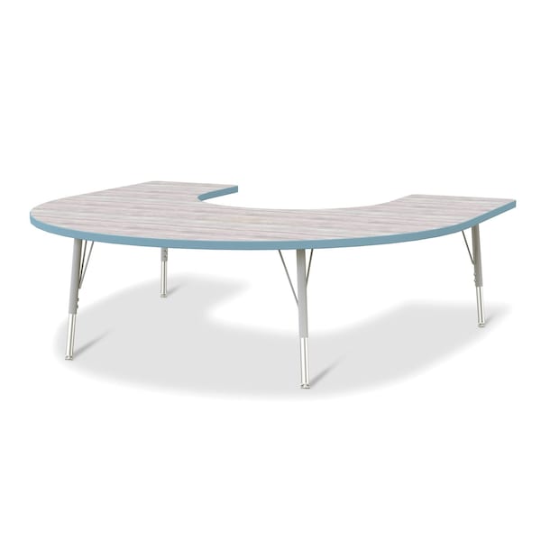 Jonti-Craft Berries Horseshoe Activity Table, 60 in. x 66 in., E-height, Driftwood Gray/Coastal Blue/Gray - 6445JCE452