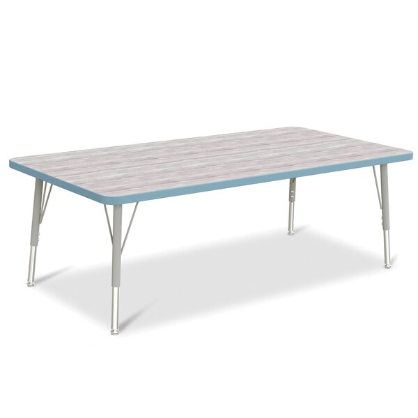 Jonti-Craft Berries Rectangle Activity Table, 30 in. x 60 in., E-height, Driftwood Gray/Coastal Blue/Gray - 6408JCE452