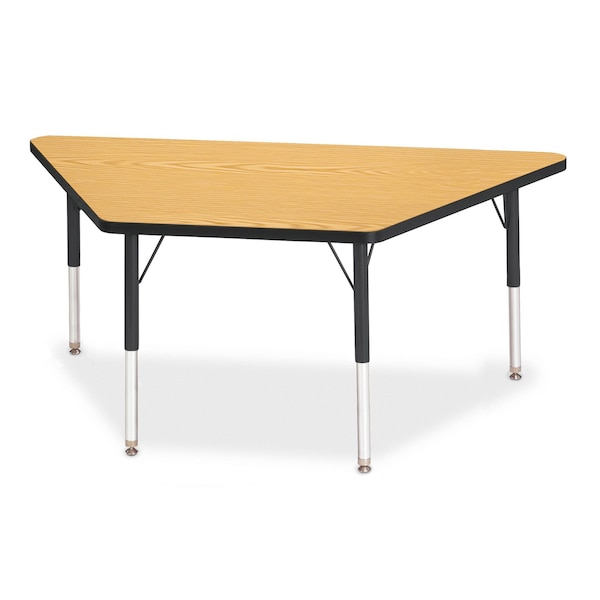 Jonti-Craft Berries Trapezoid Activity Tables, 30 in. x 60 in., E-height, Oak/Black/Black - 6443JCE210